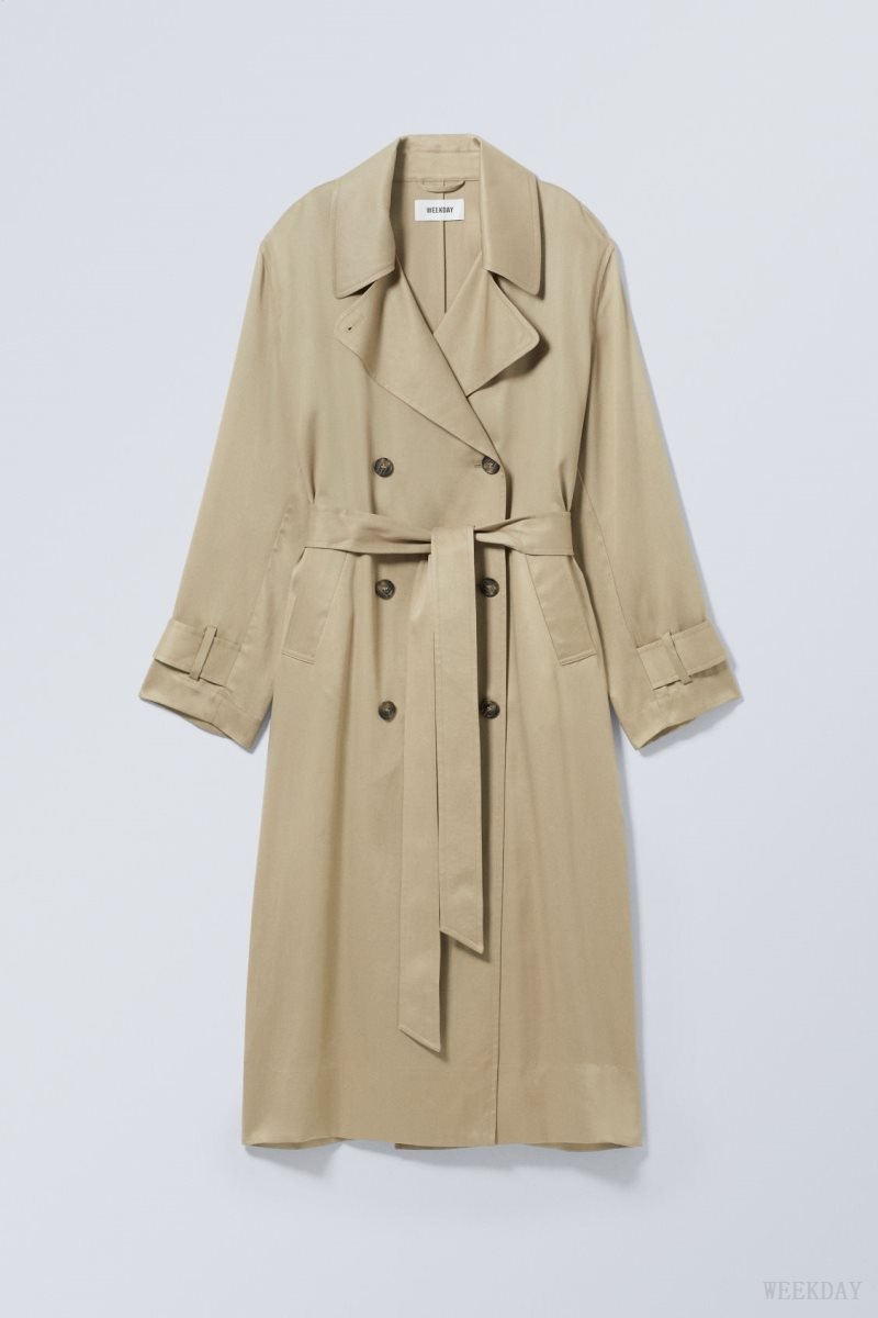 Weekday Evelyn Relaxed Lyocell Trench Coat コート レディース ベージュ Japan | I0P-2527