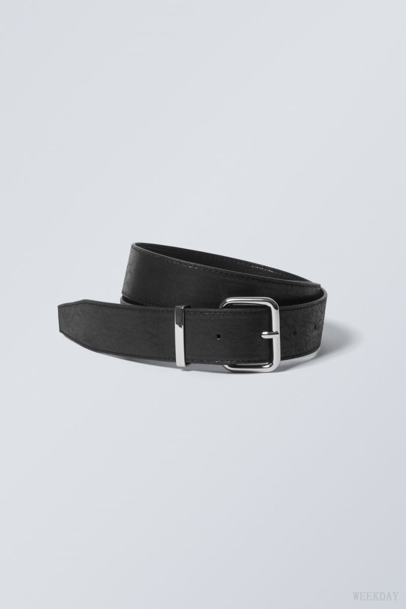 Weekday Faux レザー バックル Belt ベルト レディース 黒 Japan | W7J-5002