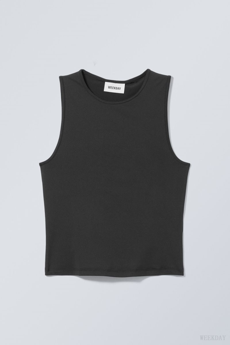 Weekday Fine Fitted Tank Top タンクトップ レディース 黒 Japan | H2Q-4441