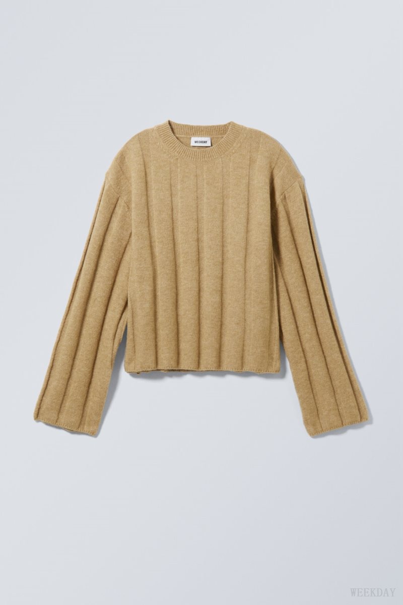 Weekday Fiona Rib Sweater セーター レディース ベージュ Japan | B6W-4820