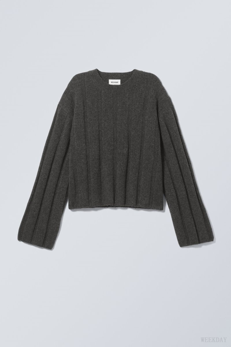 Weekday Fiona Rib Sweater セーター レディース 暗グレー Japan | X4M-3353