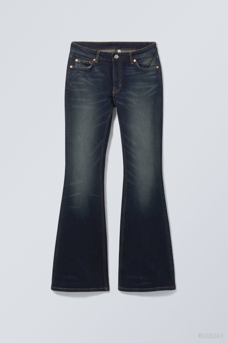 Weekday Flame Low Flared Jeans デニム レディース 青 Japan | Q4O-3038