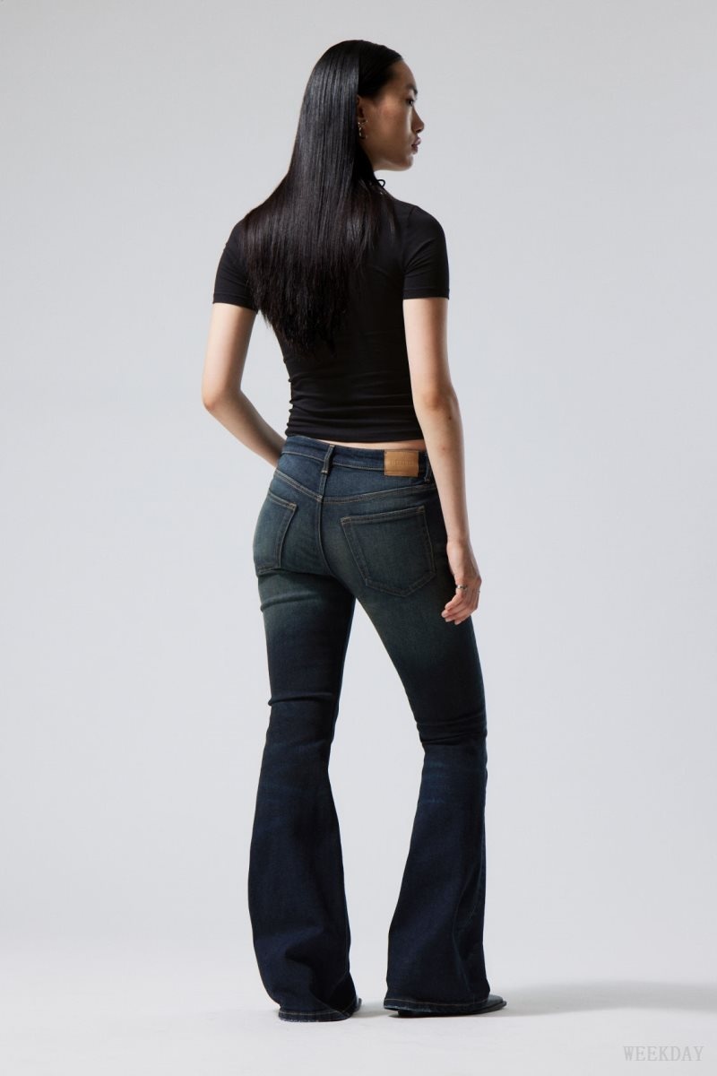 Weekday Flame Low Flared Jeans デニム レディース 青 Japan | Q4O-3038