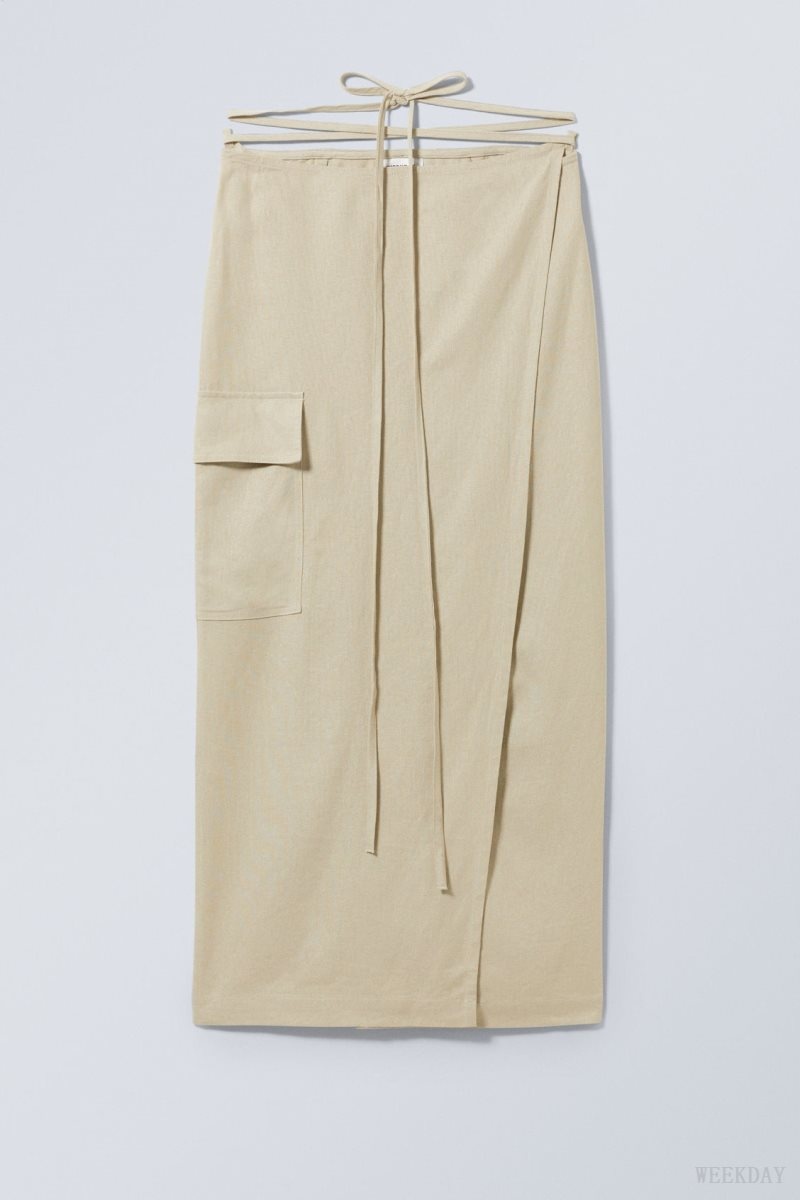 Weekday Fold Linen Mix Long Skirt スカート レディース ベージュ Japan | L9D-6138