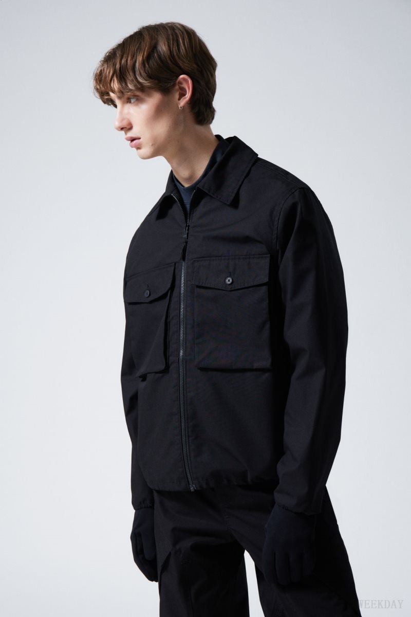 Weekday Frank Cargo Pocket Jacket ジャケット メンズ 黒 Japan | R5M-6209