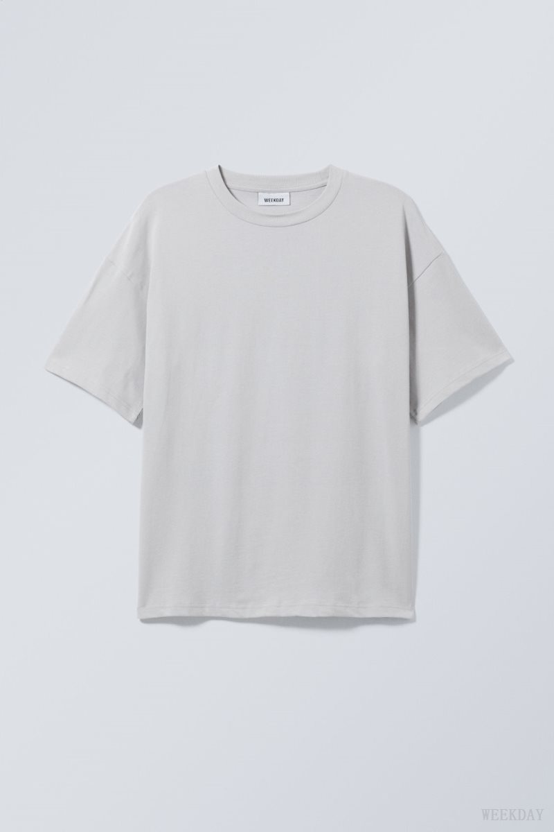 Weekday Great Boxy Heavyweight T-Shirt Tシャツ メンズ ライトグレー Japan | Z7V-0427