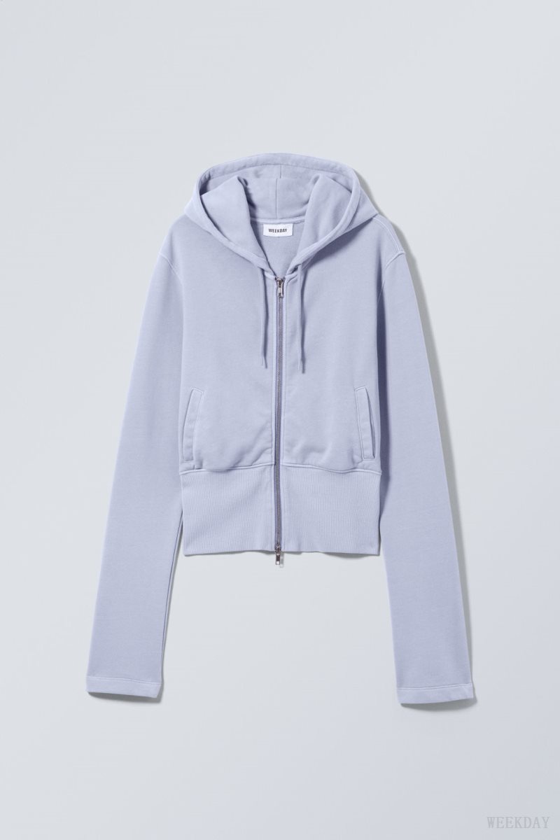 Weekday High Rib Mini Zip Hoodie パーカー レディース ライト紫 Japan | X6R-9306