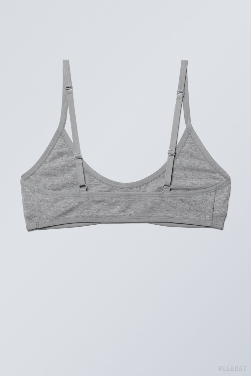 Weekday Inez Scooped Cotton Bralette Bralette レディース グレー Japan | X7B-2722