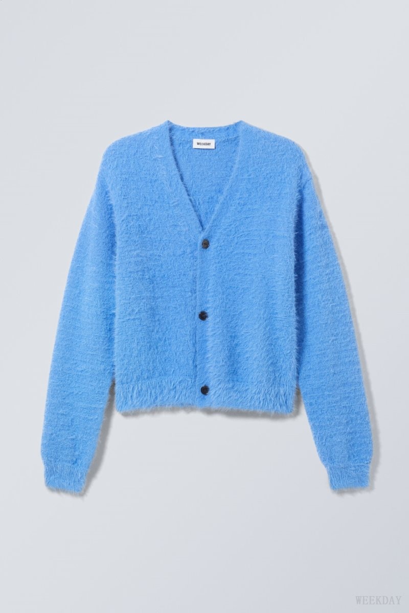 Weekday Jesper Regular Hairy Cardigan アクセサリー メンズ 青 Japan | U3O-3923