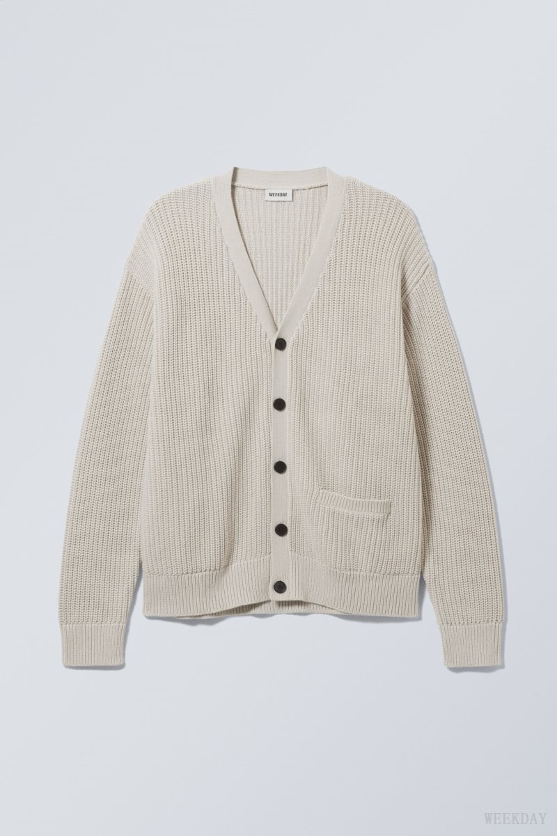 Weekday Jonas Regular Cardigan セーター メンズ ベージュ Japan | T3H-2972