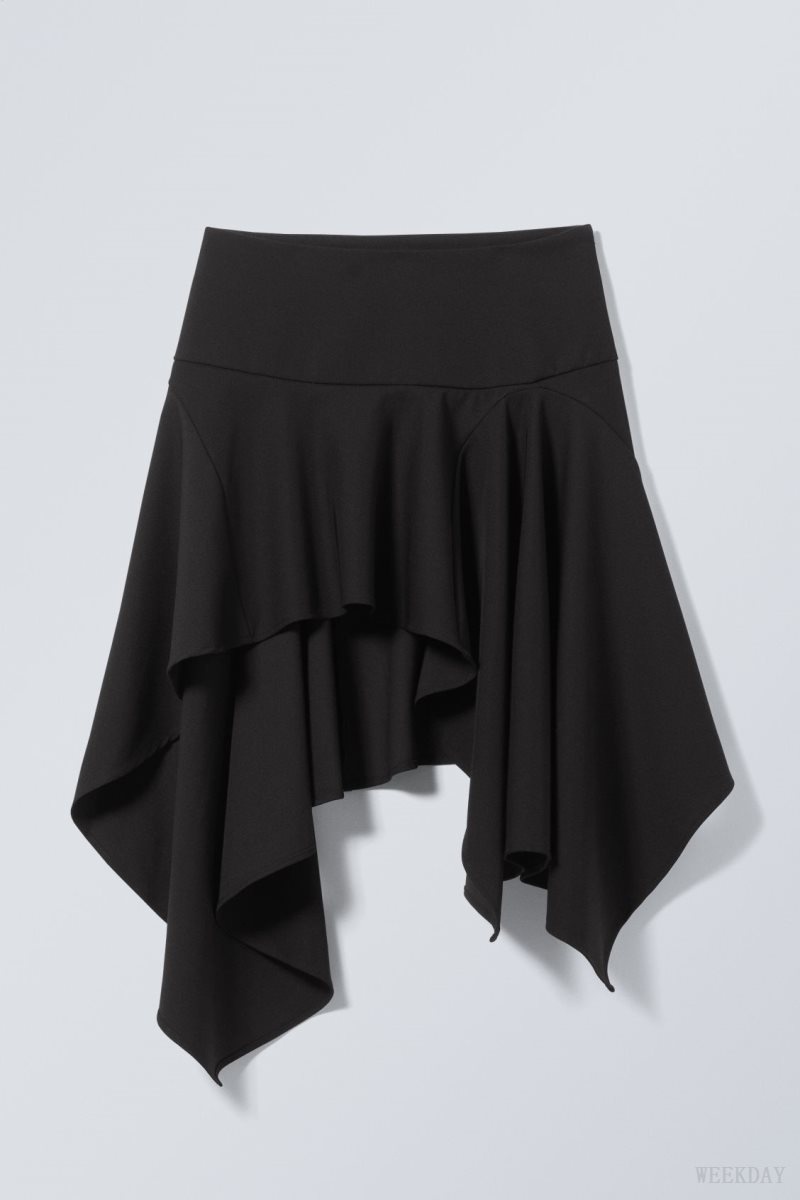 Weekday Joy Asymmetric Midi Skirt スカート レディース 黒 Japan | C1Z-8027