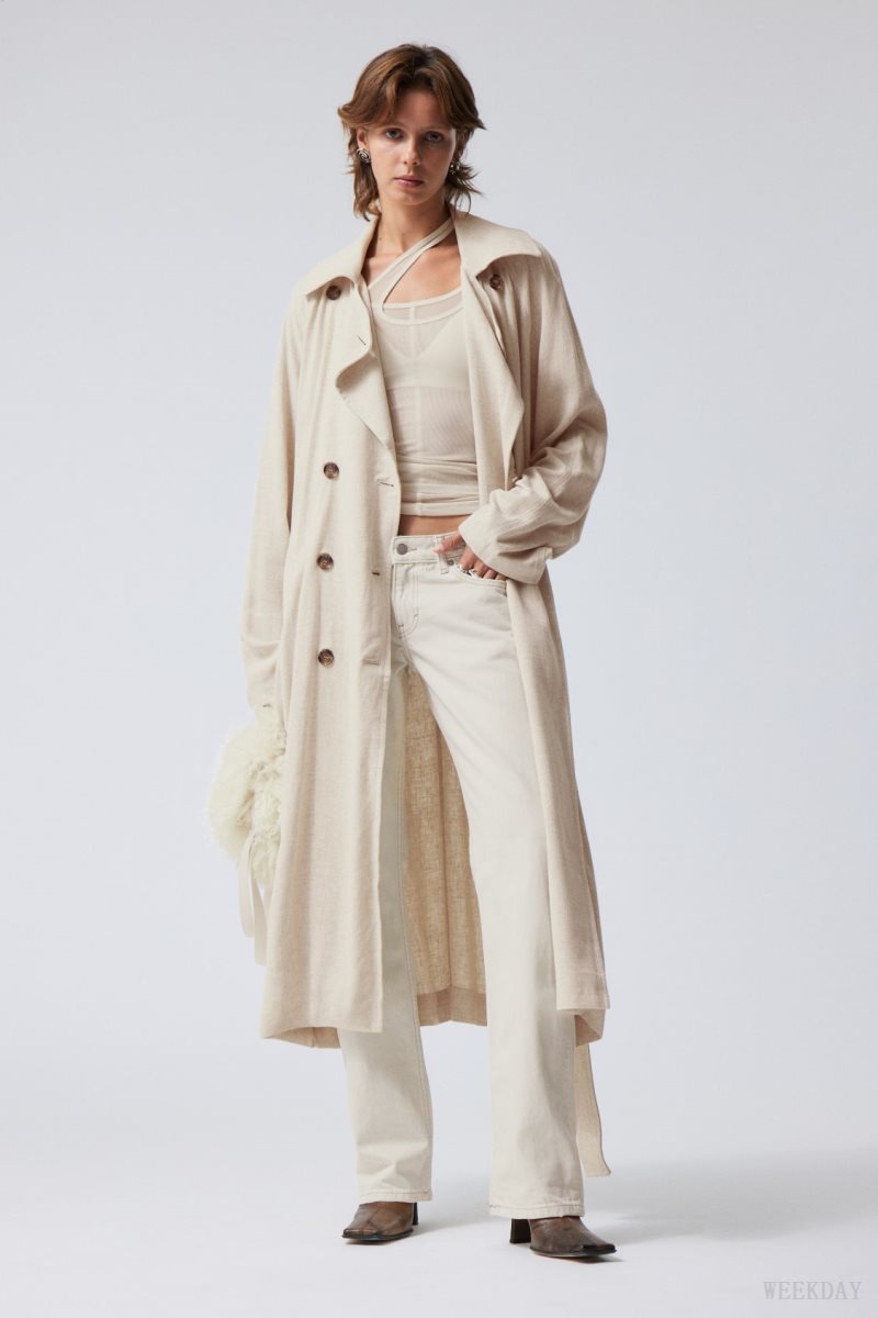 Weekday Julie Linen Mix Trench ジャケット レディース Ecru Japan | Z2W-9432