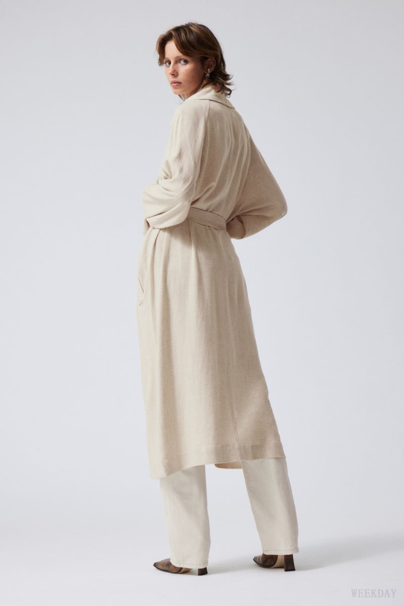 Weekday Julie Linen Mix Trench ジャケット レディース Ecru Japan | Z2W-9432