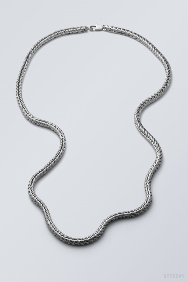 Weekday Karim Snake Chain Necklace ジュエリー メンズ シルバー Japan | M9Z-8156