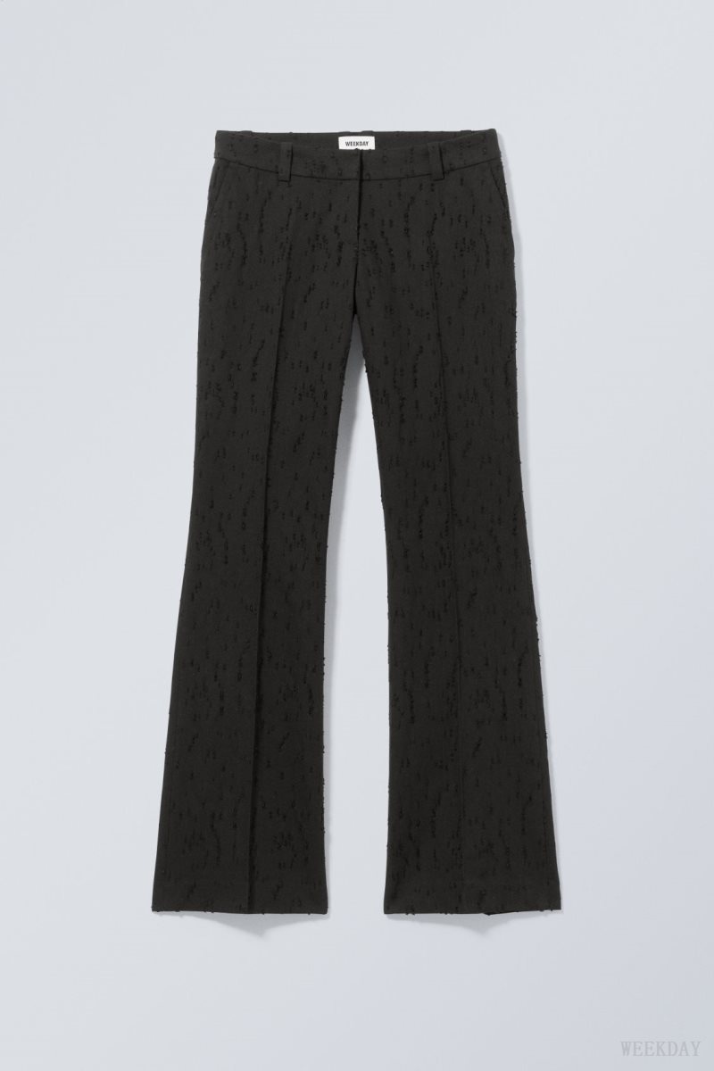 Weekday Keela Distressed Jacquard Trousers ズボン レディース 黒 Japan | I4Q-6006