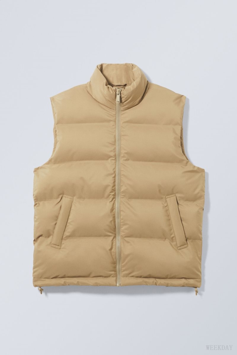 Weekday Kip Puffer Vest ジャケット メンズ ベージュ Japan | K5Y-5427