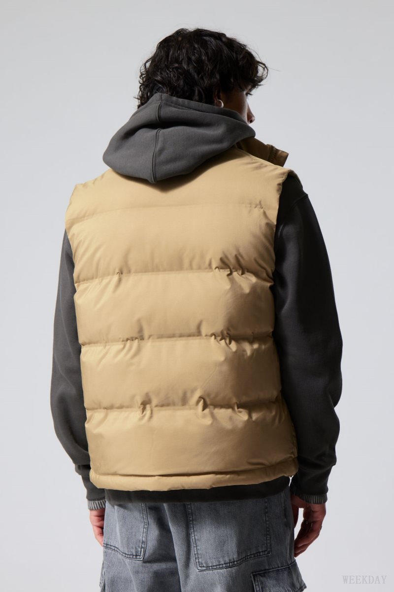 Weekday Kip Puffer Vest ジャケット メンズ ベージュ Japan | K5Y-5427