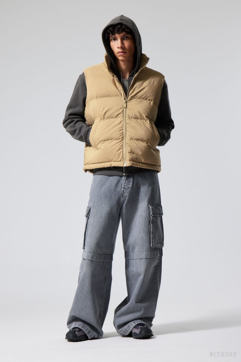 Weekday Kip Puffer Vest ジャケット メンズ ベージュ Japan | K5Y-5427