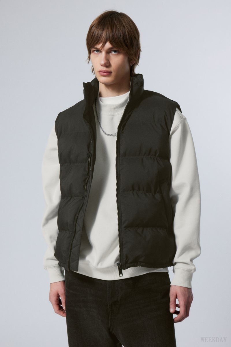 Weekday Kip Puffer Vest ジャケット メンズ 黒 Japan | L8Z-8654