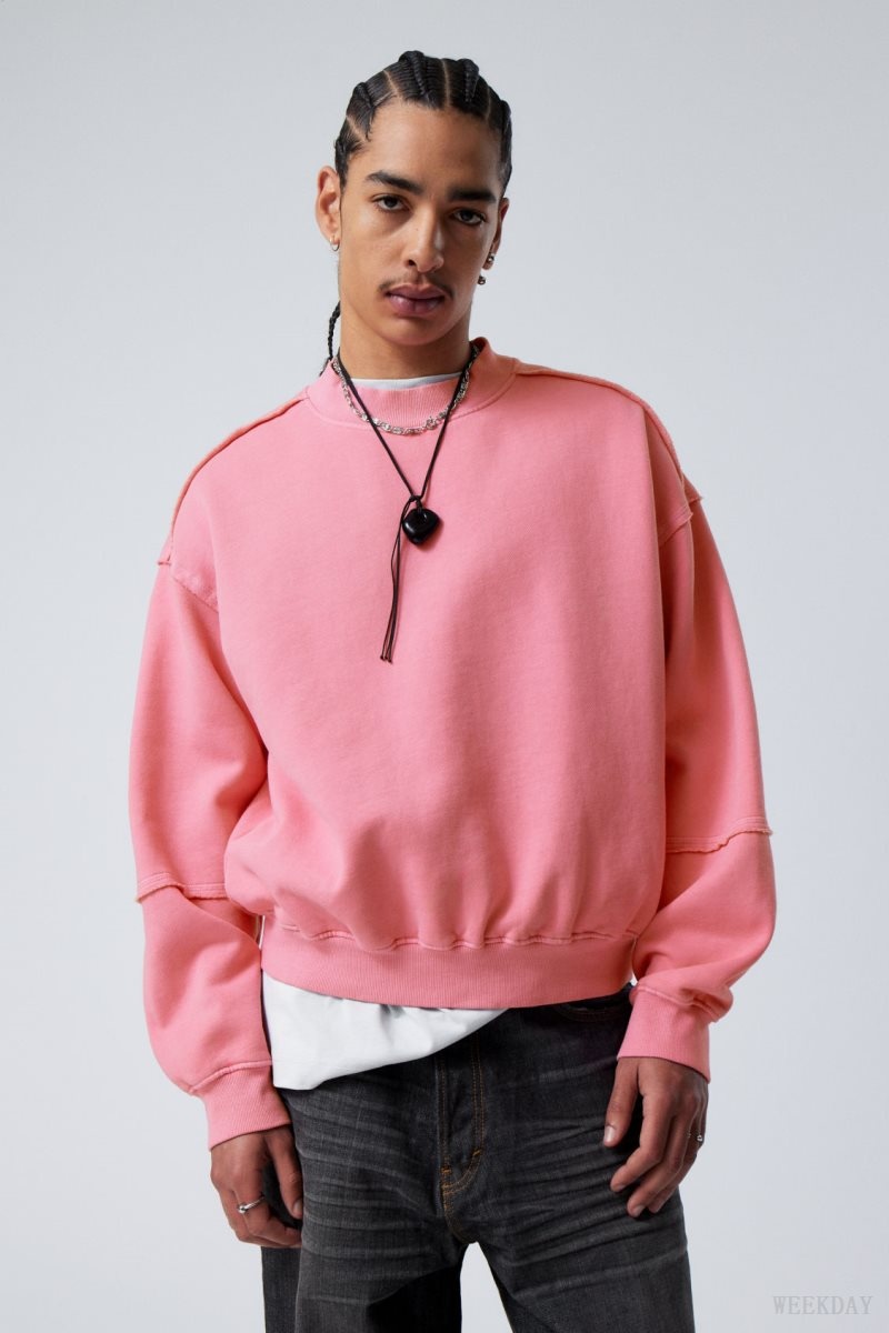 Weekday Liam Sweatshirt スウェットシャツ メンズ ピンク Japan | L0S-8055