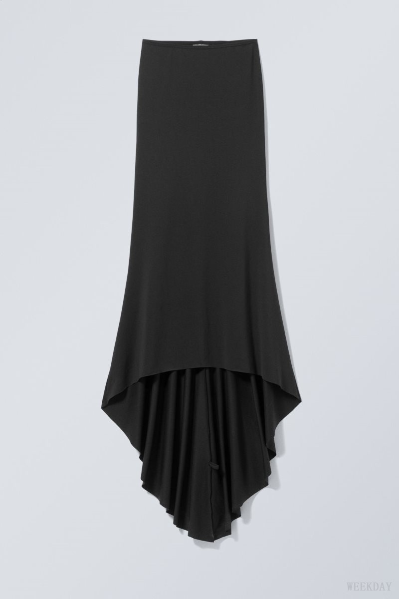 Weekday Long Asymmetric Drape Skirt スカート レディース 黒 Japan | E1U-1384