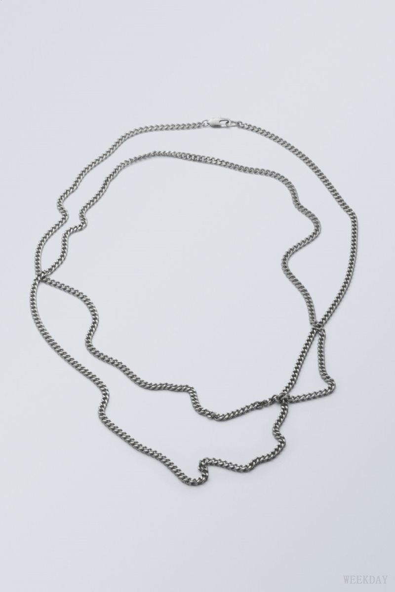 Weekday Long Curb Chain Necklace ジュエリー レディース シルバー Japan | J3E-6808