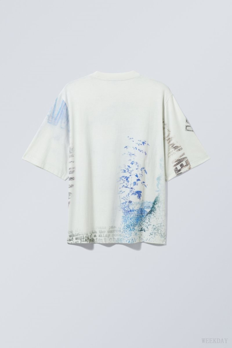 Weekday Loose Fit Printed T-shirt Tシャツ レディース 白 Japan | H8P-4842