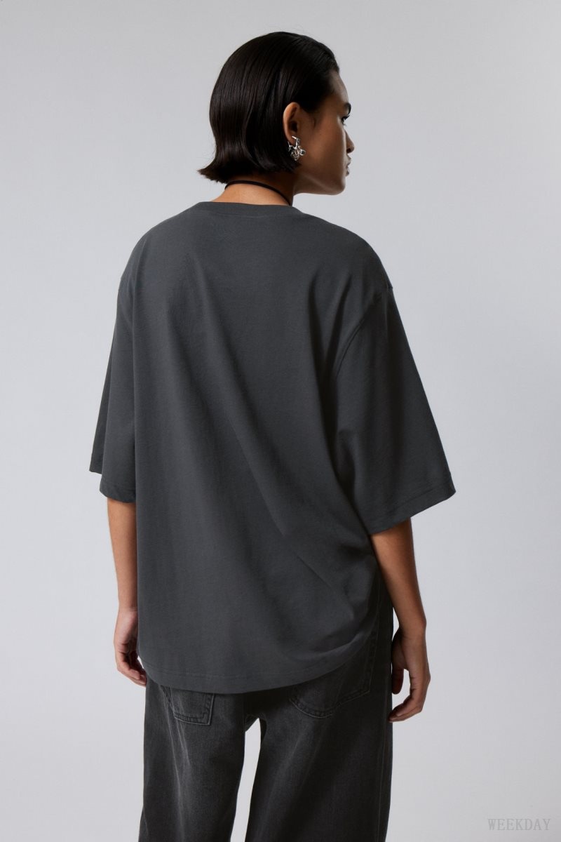 Weekday Loose Oversized Fit T-shirt Tシャツ レディース 黒 Japan | K6Y-1299