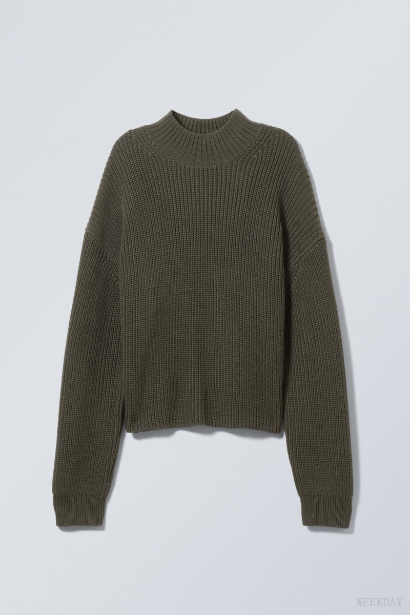 Weekday Lyla Knit Sweater セーター レディース 暗緑 Japan | P8F-7778