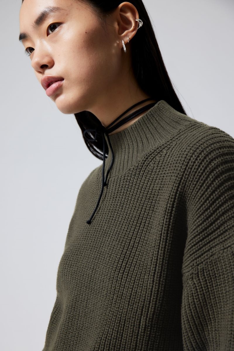 Weekday Lyla Knit Sweater セーター レディース 暗緑 Japan | P8F-7778