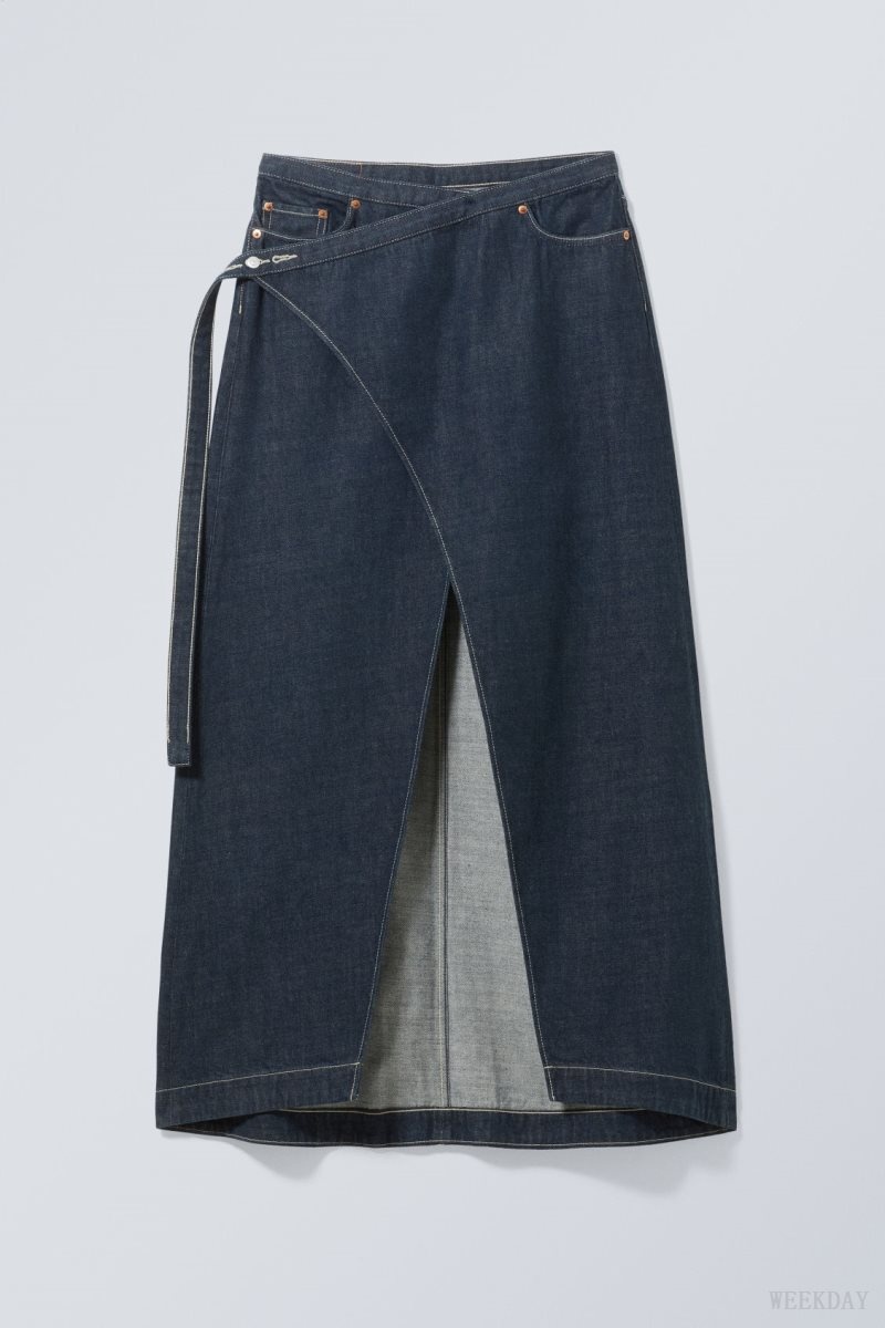 Weekday Main Denim Long Wrap Skirt スカート レディース 青 Japan | X2M-7008