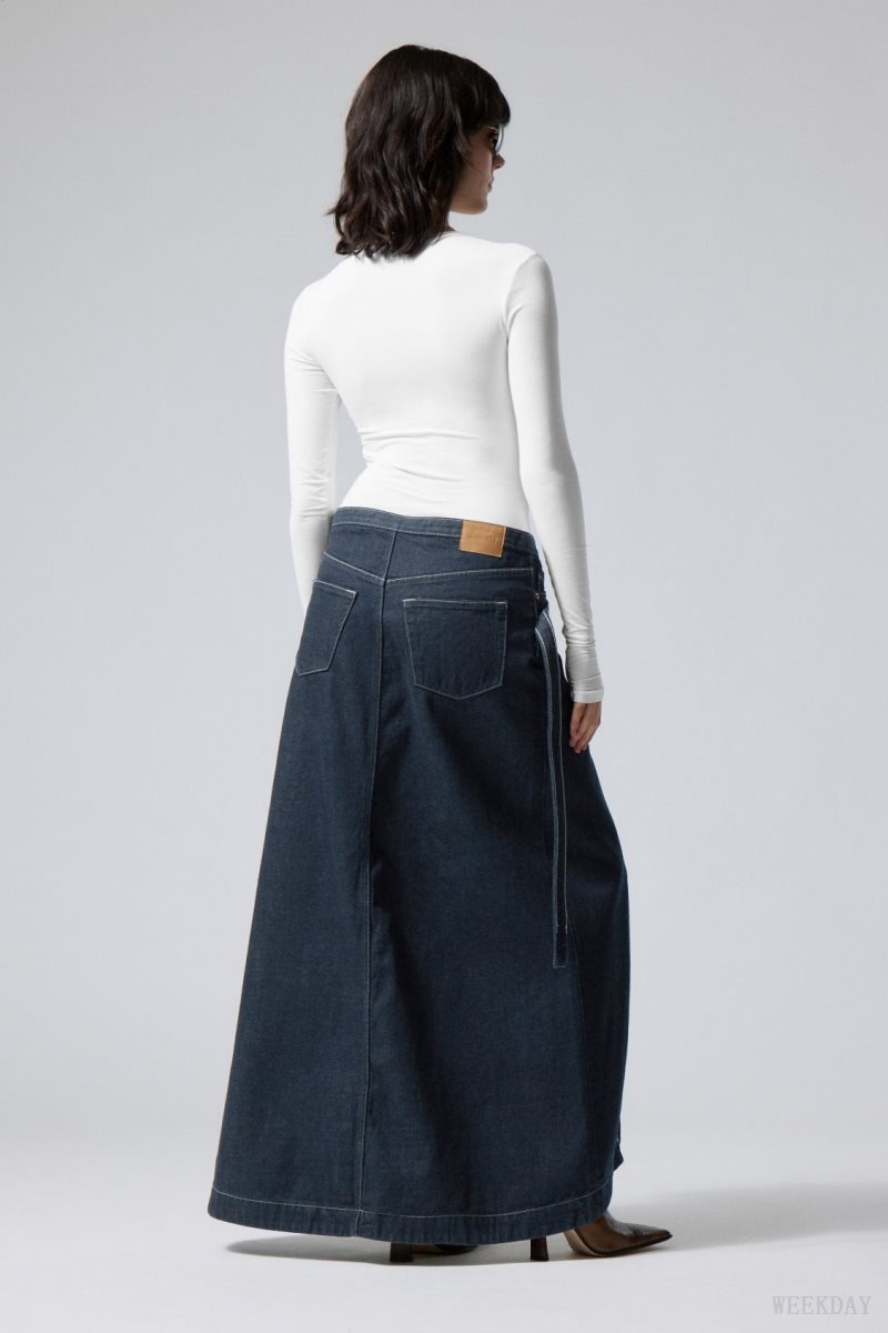 Weekday Main Denim Long Wrap Skirt スカート レディース 青 Japan | X2M-7008