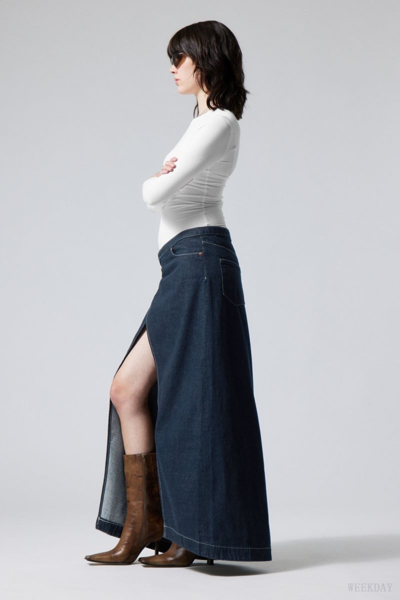 Weekday Main Denim Long Wrap Skirt スカート レディース 青 Japan | X2M-7008