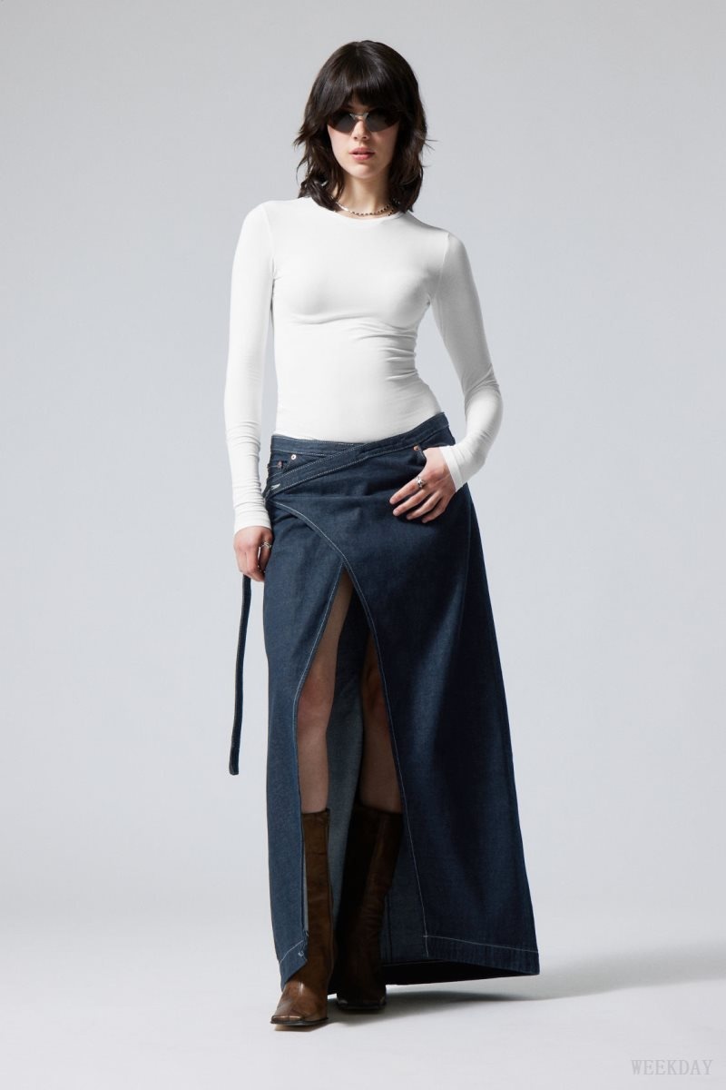 Weekday Main Denim Long Wrap Skirt スカート レディース 青 Japan | X2M-7008