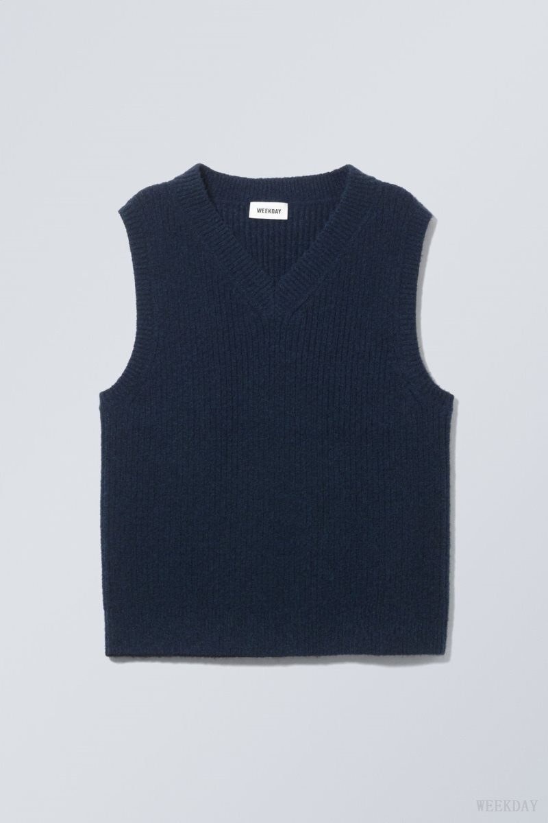 Weekday Margo Vest セーター レディース ネイビー Japan | W0S-9328