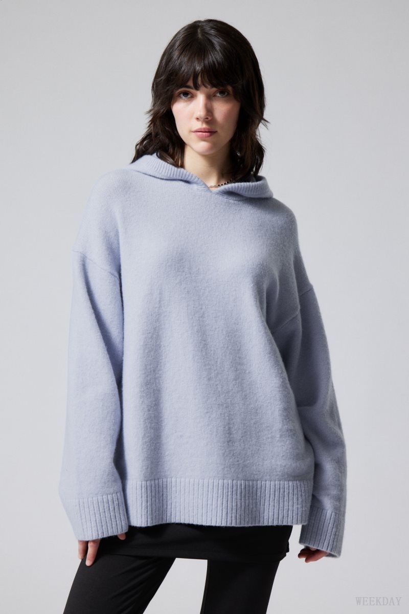 Weekday Marla Oversized Soft Knit Hoodie セーター レディース ライト紫 Japan | A9I-7699