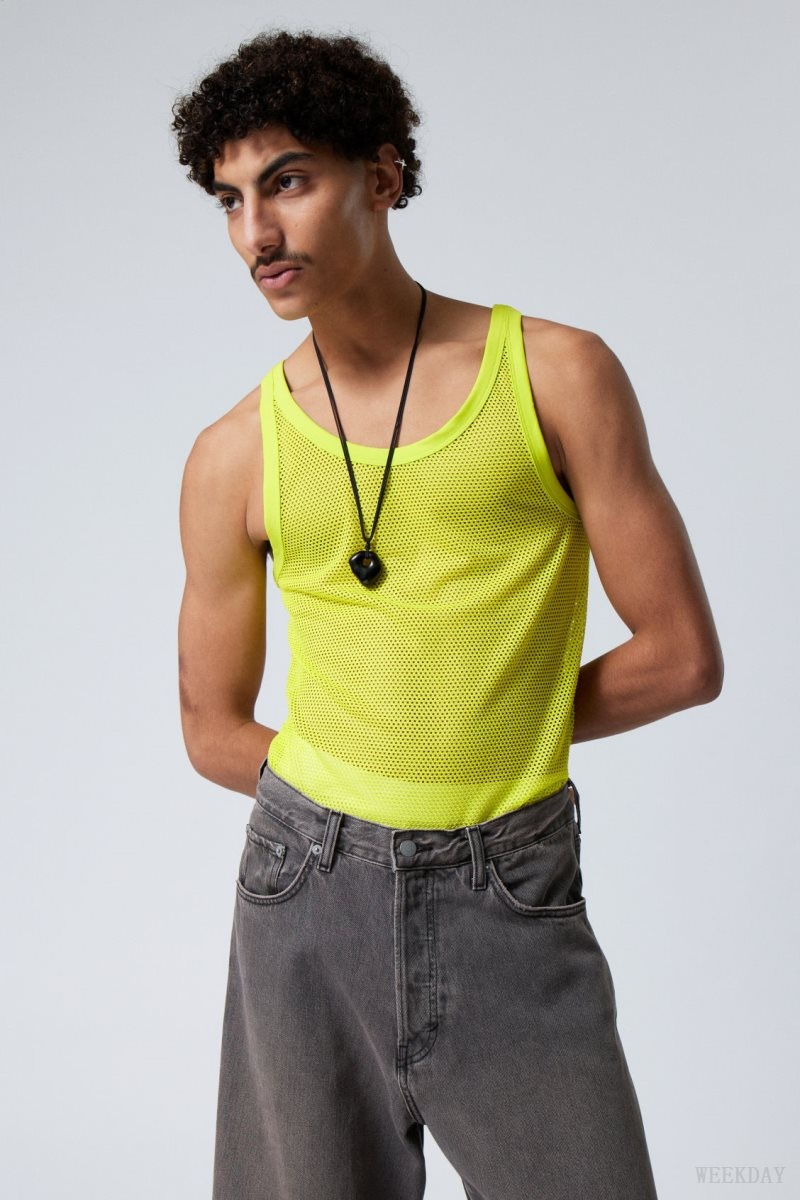 Weekday Matheus Mesh Tank Top タンクトップ メンズ 緑 Japan | Q5Q-2510