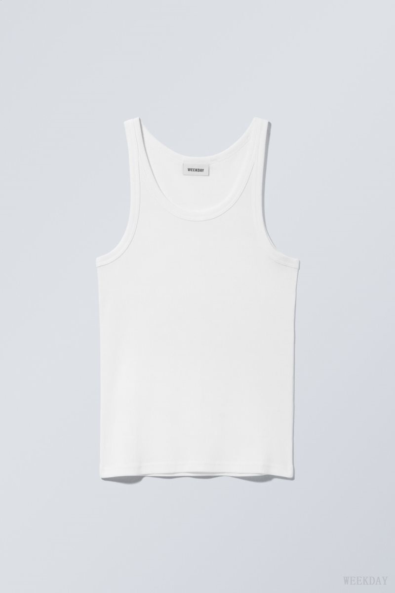 Weekday Matheus Rib Tank Top タンクトップ メンズ 白 Japan | F7C-2303