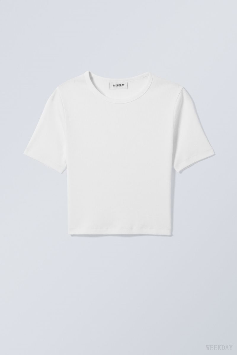 Weekday Mini Rib Crop Top トップス レディース 白 Japan | J6O-8935