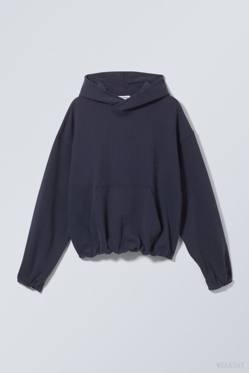 Weekday Nolan Boxy Hoodie パーカー メンズ 暗青 Japan | K7Y-9234