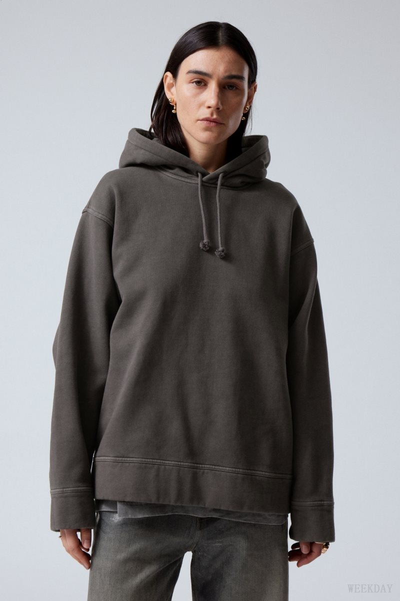 Weekday Oversized Heavyweight Hoodie パーカー レディース 黒 Japan | S1K-2582