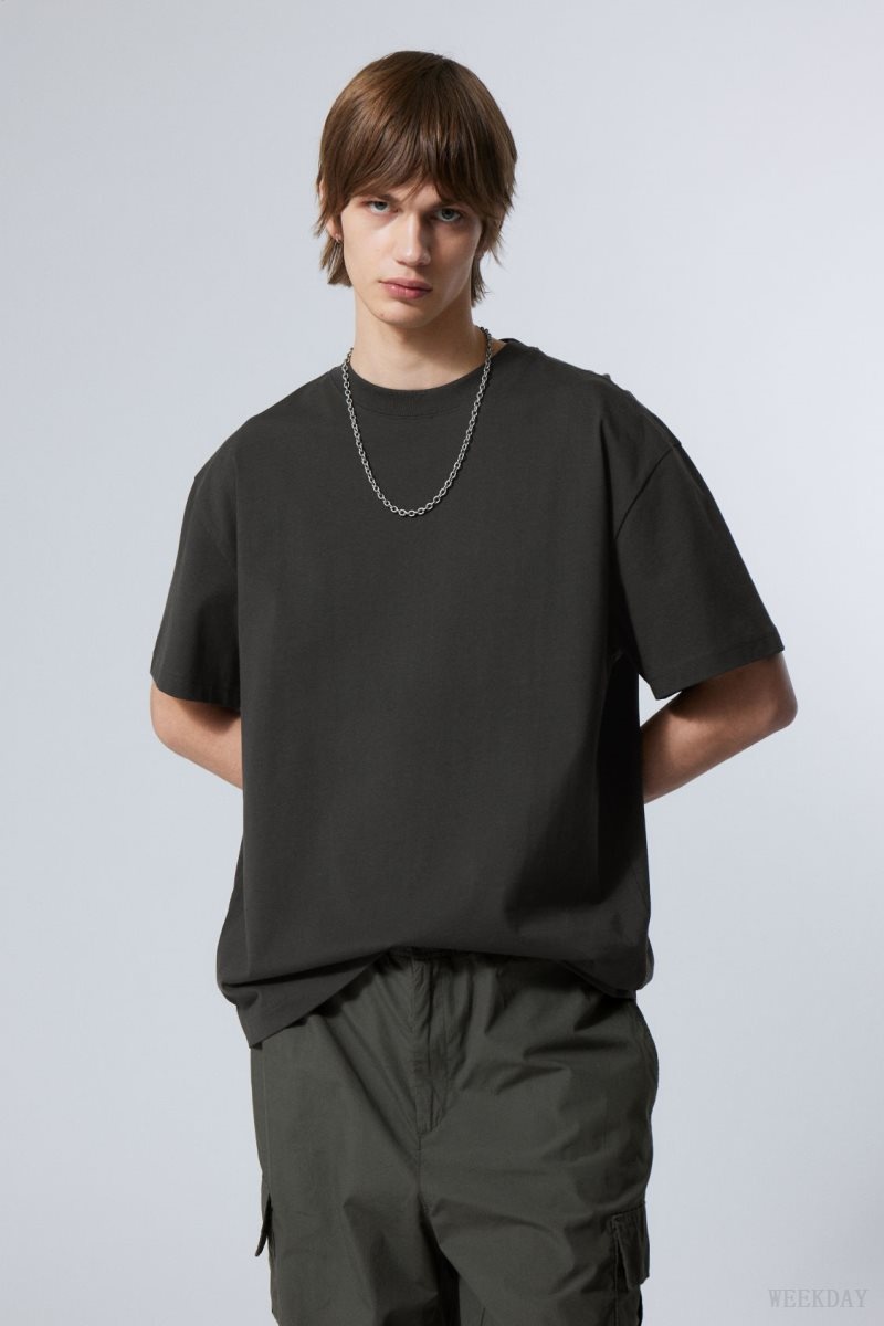 Weekday Oversized Heavyweight T-shirt Tシャツ メンズ 黒 Japan | Q3B-3522