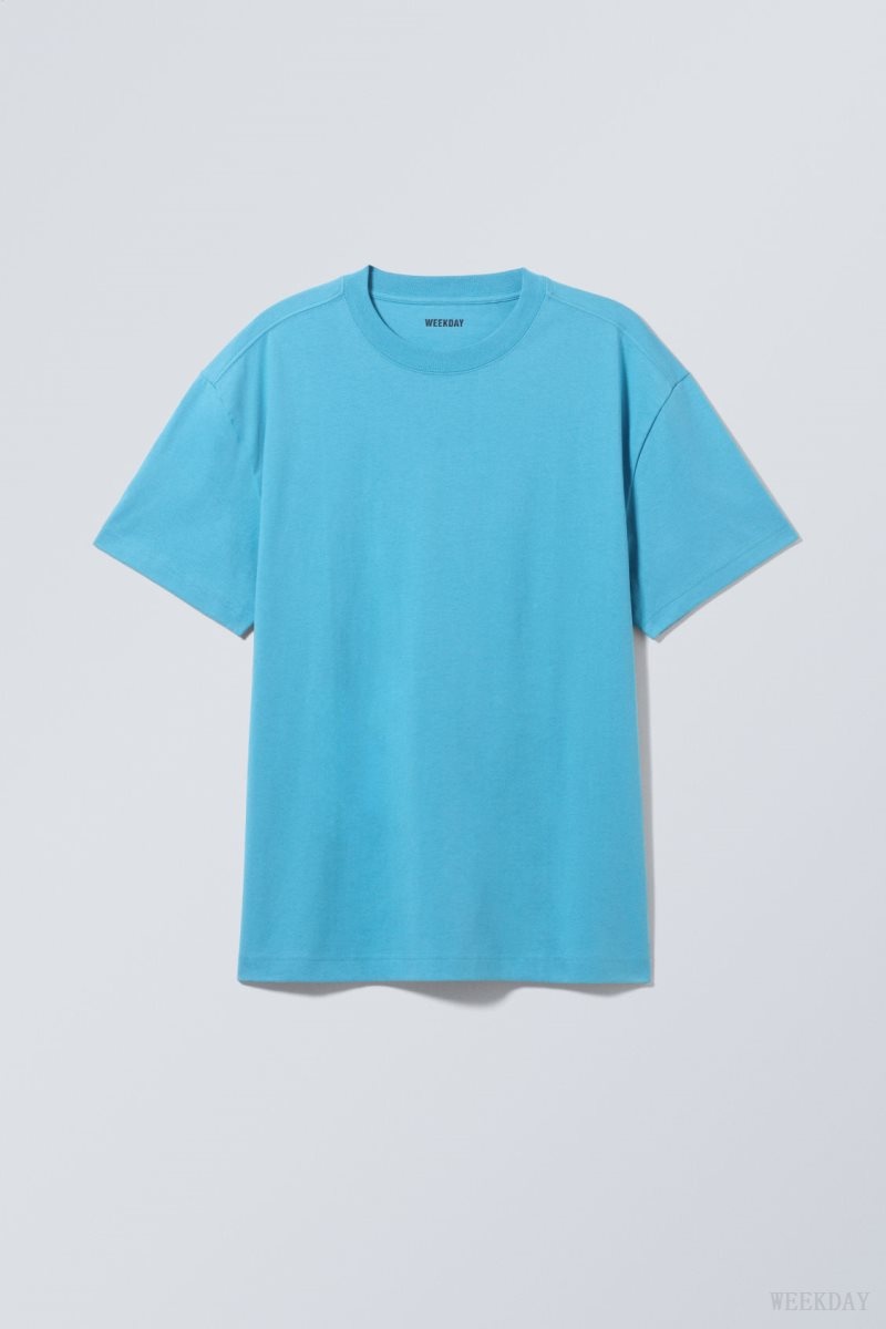 Weekday Oversized Heavyweight T-shirt Tシャツ メンズ ライト青 Japan | L7P-2990