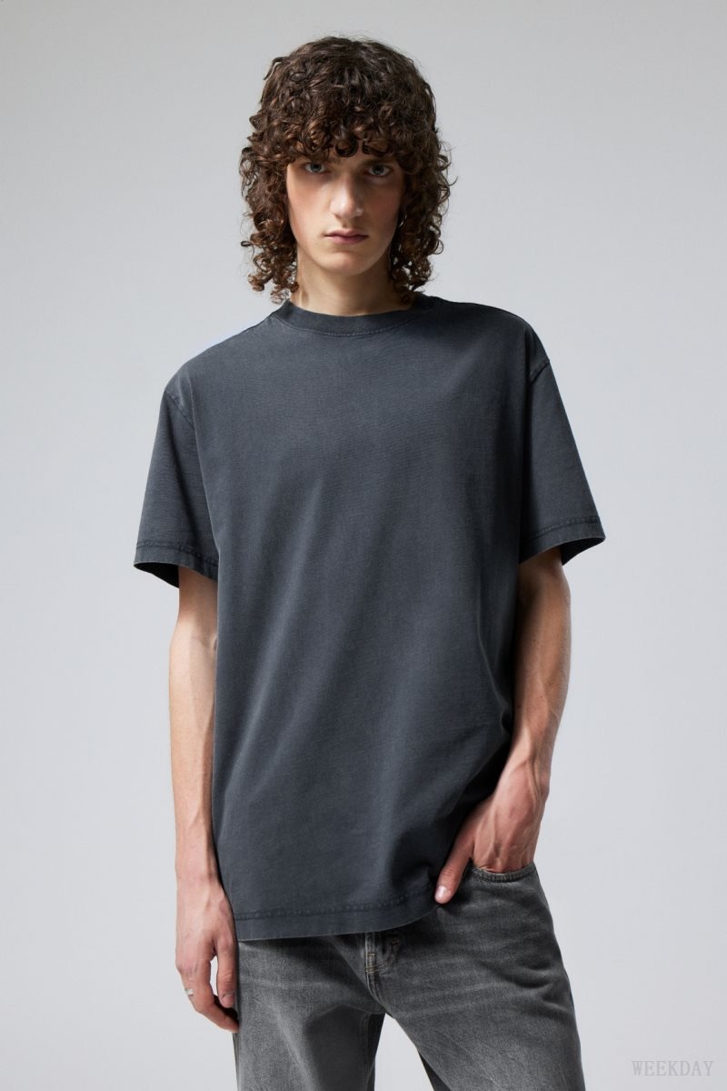 Weekday Oversized Heavyweight T-shirt Tシャツ メンズ 暗青 Japan | T4Z-7577