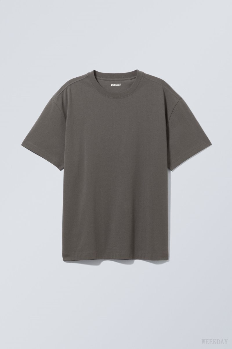 Weekday Oversized Heavyweight T-shirt Tシャツ メンズ 暗グレー Japan | Z7G-5347