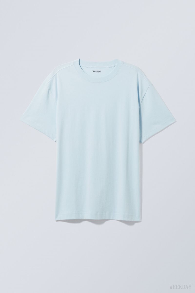 Weekday Oversized Heavyweight T-shirt Tシャツ メンズ ライト青 Japan | J6I-6035