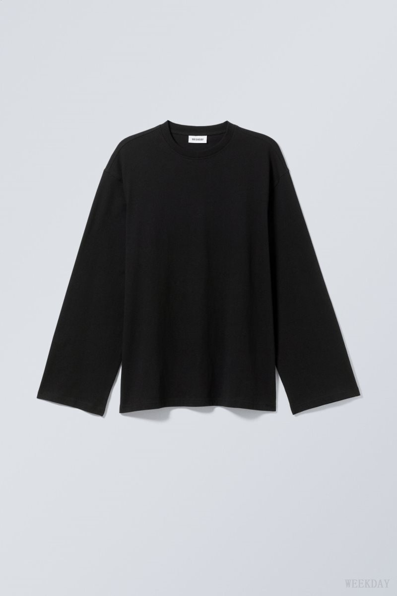 Weekday Oversized Long Sleeve T-shirt Tシャツ レディース 黒 Japan | F6C-7330