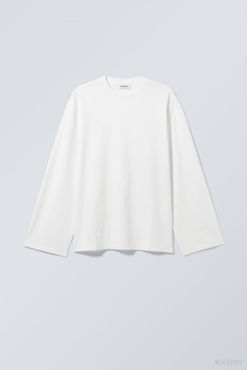 Weekday Oversized Long Sleeve T-shirt Tシャツ レディース 白 Japan | C6S-6071