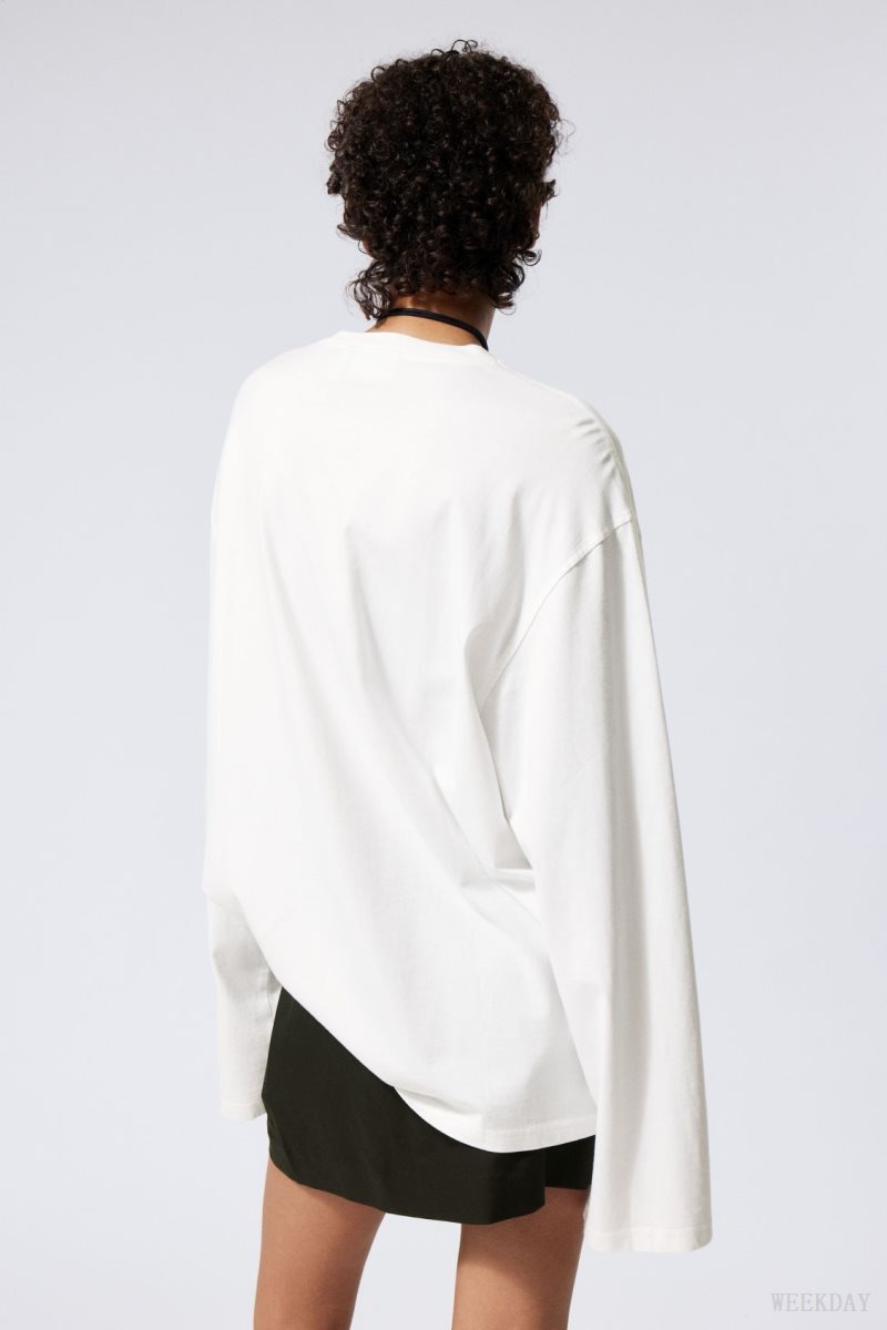 Weekday Oversized Long Sleeve T-shirt Tシャツ レディース 白 Japan | C6S-6071