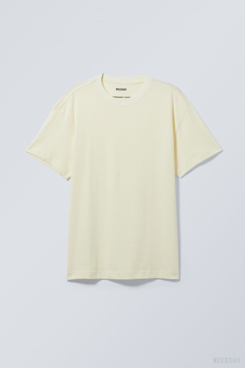 Weekday Oversized T-Shirt Tシャツ メンズ ライト黄色 Japan | A7D-4934